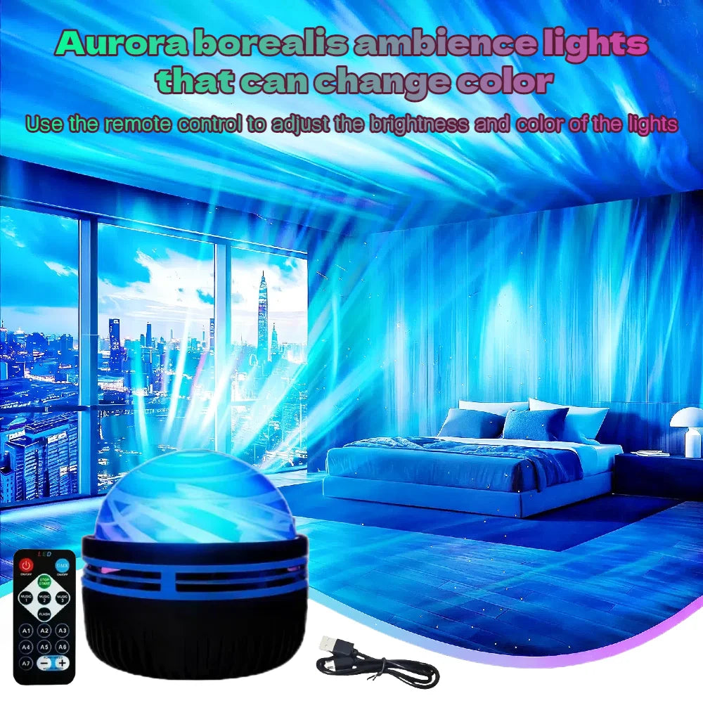 Smart RGB Galaxy Projector – Rotating Aurora Star Light