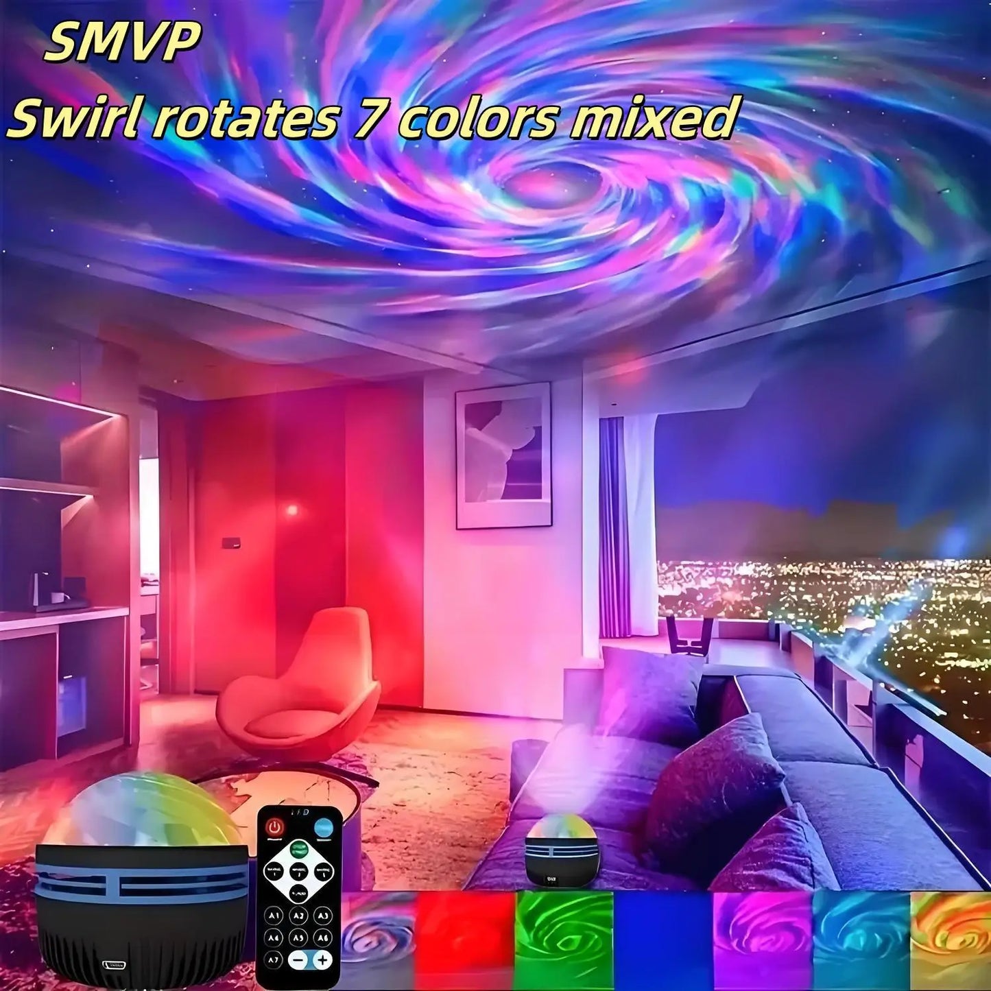 Smart RGB Galaxy Projector – Rotating Aurora Star Light