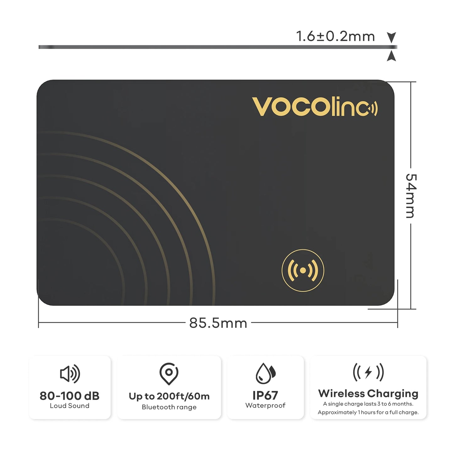 VOCOlinc Wireless Charging Bluetooth Tracking Card, Use with Find My (IOS Only)