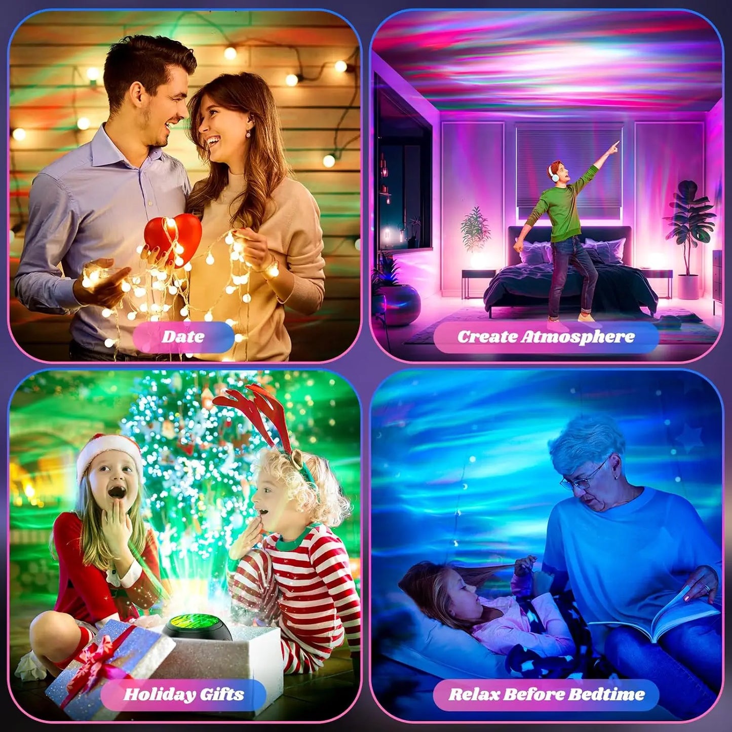 Smart RGB Galaxy Projector – Rotating Aurora Star Light